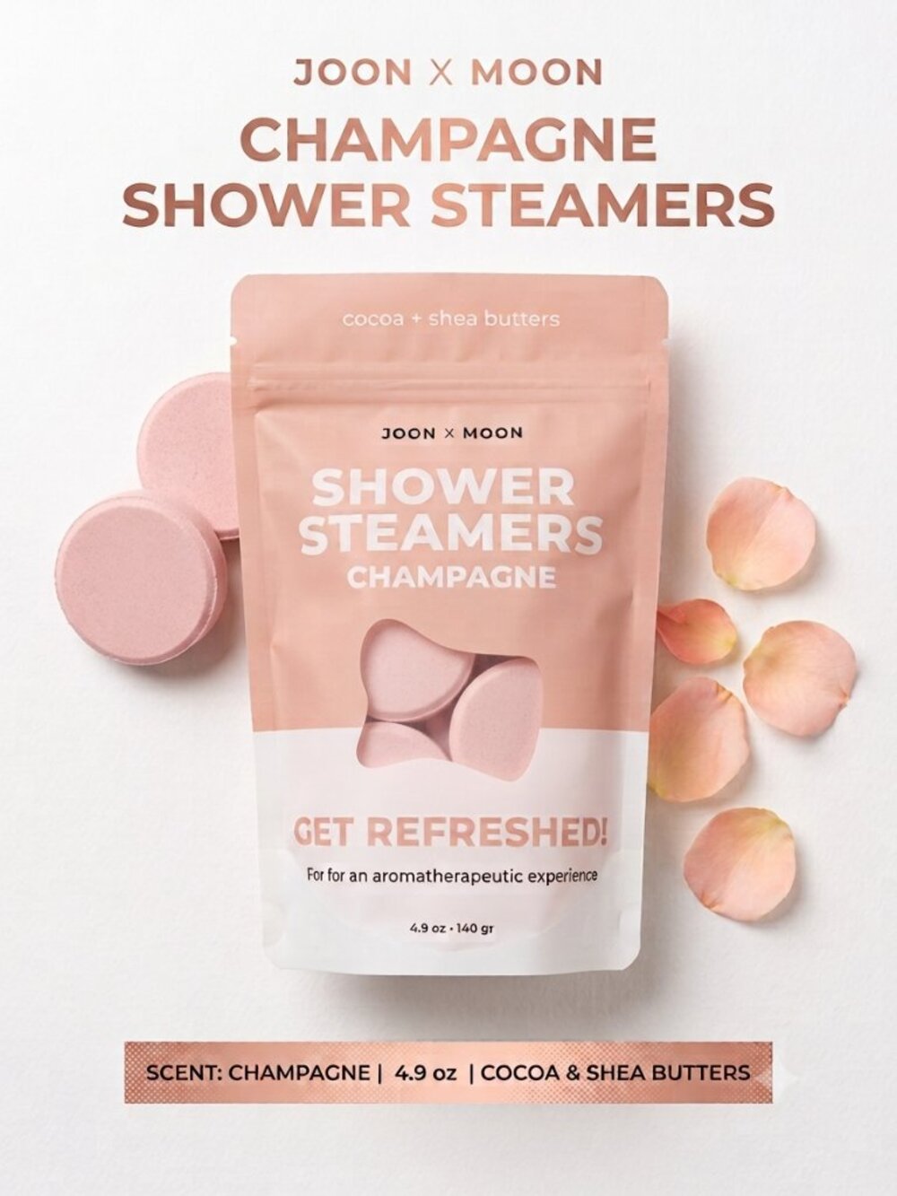 Joon x Moon Champagne Shower Steamers Cocoa + Shea Butters 7 Tablets 4.9 oz New